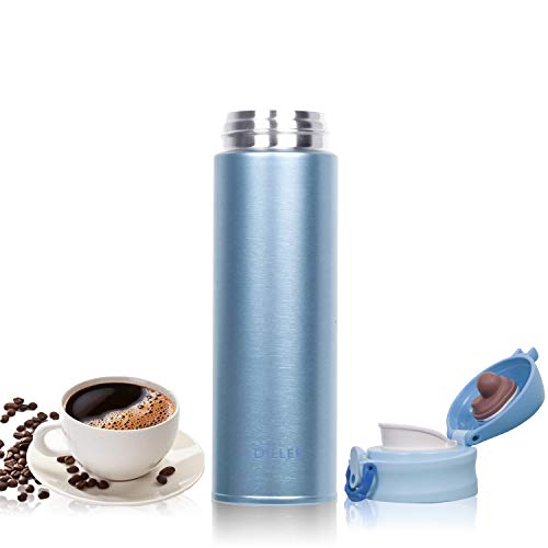DILLER Vacuum Insulated Water Bottle,Stainless Steel Thermos Coffee Travel Mug BPA-Free Thermos Flask ,Keeps Cold 24H, Hot 12H,17 oz (blue)