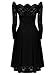 MISSMAY Women's Vintage Floral Lace Long Sleeve Boat Neck Cocktail Party Swing Dress (Small, Black)