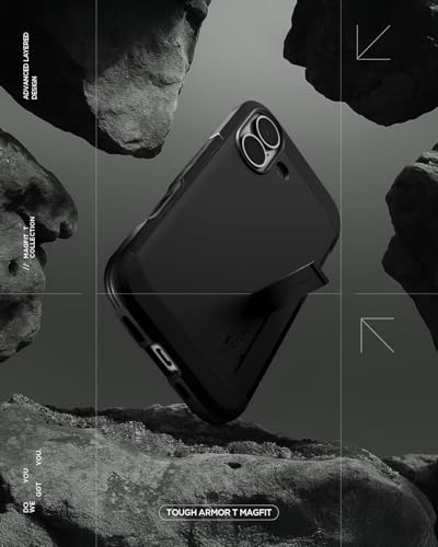 Spigen Tough Armor T MagFit designed for iPhone 17 case cover [MagSafe compatible] with [Capacitive Camera Control Button] and Kickstand - Black