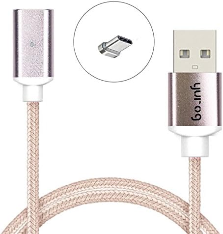 YUROG magnetic USB data cable For Android Nylon weave Magnetic cable Charging USB Type-C Cable For Google Pixel, LG G6 V20 G5, Nintendo Switch, Samsung Galaxy S8 Plus, New Macbook More (Pink)