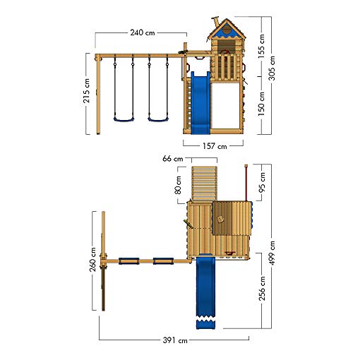 WICKEY Spielturm Klettergerüst Smart Sand mit Schaukel & Blauer Rutsche, Kletterturm mit Sandkasten, Leiter & Spiel… – Bild 5