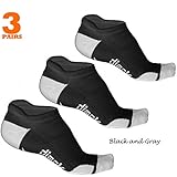 dimok Athletic Running Socks - No Show Wicking Blister Resistant Long Distance Sport Socks for Men and Women (Black, Medium)