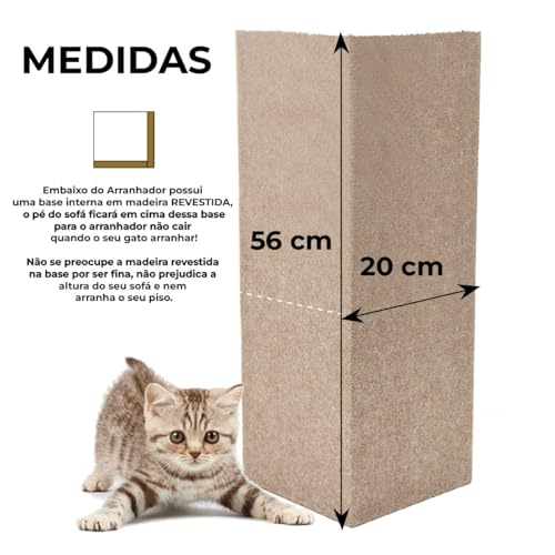 Arranhador Pet Gatos Cama Box e Canto De Sofá Com 2 Peças Montado MDF Premium (Bege)