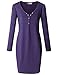 Doublju Womens Long Sleeve Button Down Henley Ribbed Knit Dress