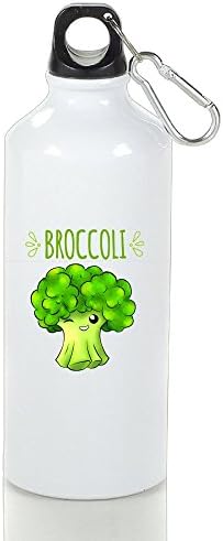 Drosp Kawaii Broccoli White Aluminum Sports Water Bottle, Great For Outdoor And Sport Activities Sealed Plastic Leak-proof Screw Top 400ml White