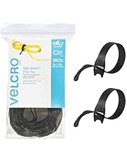 VELCRO Brand ONE-WRAP Cable Ties | 100Pk | 8 x 1/2" Black Cord Organization Straps | Thin Pre-Cut Design | Wire Management for Organizing Home, Office and Data Centers
