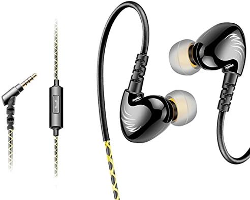 Wired Earphones, UNEGO Ergonomic HIFI Sweatproof Noise Cancelling Over Ear Earbuds Bass Stereo In-Ear Headphones with Mic Remote 3.5mm Jack Audio for iPhone Android Smartphones Tablets (Black)