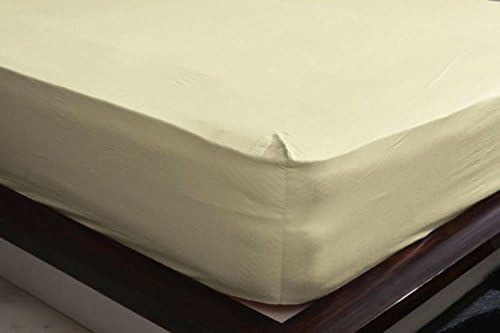 Shine Bedding 500-Thread-Count 100% Egyptian Cotton Super Soft Extra Deep Pocket Fitted Sheet/Bottom Sheet Cal-King Solid Ivory Fit Up to 21" inches Deep Pocket Fully Elastic All Around