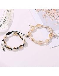 Yotarky 3-4 Pack Beach Puka Shell Necklace Anklet and Pearl Necklace Set Handmade Cowrie Beads Ankle Bracelet Adjustable Hawaiian Style Foot Jewelry for Women Girls