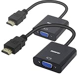 HDMI to VGA 2 Pack, Benfei Gold-Plated HDMI to VGA Adapter (Male to Female) for Computer, Desktop, Laptop, PC, Monitor, Projector, HDTV, Chromebook, Raspberry Pi, Roku, Xbox and More - Black