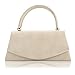 Women's Classic Envelope Evening Bag, WALLYN'S Wedding Prom Party Clutch Suede Velvet Handbag Purse (Beige)