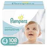 Diapers Size 4, 108 Count - Pampers Swaddlers Sensitive Disposable Baby Diapers, Super Economy