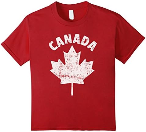 Kids FLAG OF CANADA Red White Fun Cool Canadian Leaf T-Shirt 10 Cranberry
