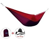 Ultralight Nylon Parachute Breathable Single Hammock with Tree Straps (Optional), Carry Bag Included-Best hammock for Camping,Backpacking,Travel,Beach,Garden - Purple/Red, Single with tree strap