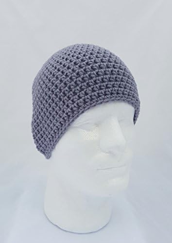 Men's Light Grey Crochet Beanie Hat