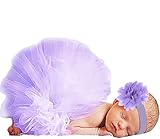 Jubileens Baby Infant Girls Photography Prop 2PCS Tutu Dress Headband Costume (Purple)