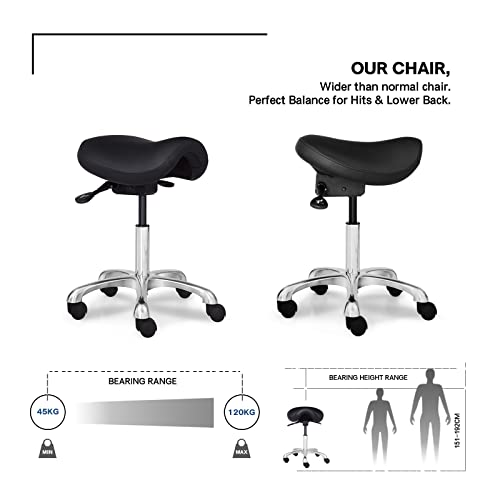 Eognyzie Saddle Stool Rolling Spa SalonErgonomic Saddle Chair