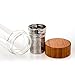 Glass Water Bottle Tea Infuser Tumbler, OCTOPUS NATURE Premium Eco-Friendly Doable Wall Thermos with Elegant Bamboo Lid, Quality Stainless Steel Loose Leaf Strainer - Tea Maker