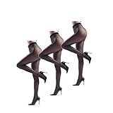 JIAYI Women's Sheer To Waist Sexy Silk Pantyhose Tights From S To XXXXL(Black 3 Pairs)
