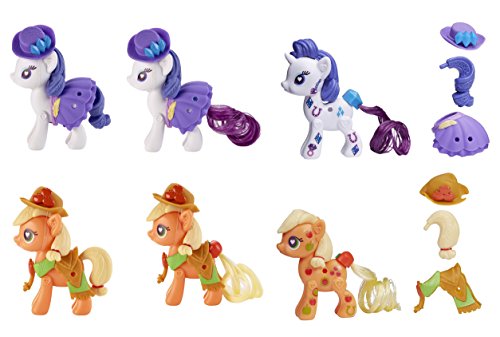 Secret for Longevity 2-Pack Little Pony Horse Orange Applejack White Unicorn Rarity Figures Pop Starter Style Kit Play Set Toy