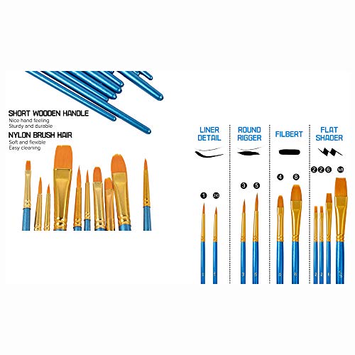 15 Pcs Set/5Pcs Palette Knives and 10 PCS Professional Watercolor Paint Brush Oil Painting Scraper Nylon Brushes for Artists Beginners