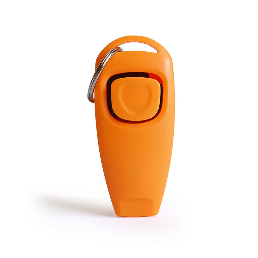 SEIWEI 2 in 1 Dog Puppy Clicker and Whistle Training, Training Clicker for Dog Cat Orange 1PCS