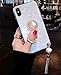 Lozeguyc iPhone XS Max Luxury Shiny Ring Stand Case,Soft Silicone TPU Shockproof Beauty Bling Full Body Case with Rhinestone Pedant and 360 Degree Rotating Big Pearl Stand for iPhone XS Max-White