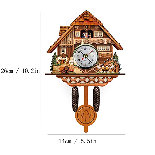 Taktom Quartz Cuckoo Clock Black Forest House With Moving Train, With