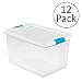 Sterilite 64 Quart Latching Plastic Storage Box, Clear w/Blue Latches (12 Pack) primary