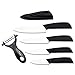 Topfox Kitchen Cutlery Ceramic Knife Set With Sheaths in Gift Box (Black)