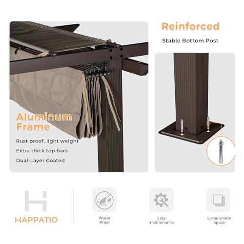 HAPPATIO 10x13 Retractable Pergola Review: Aluminum Frame With Adjustable Sun Shade image 22