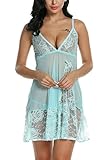Avidlove Women Lingerie Strap Semi-Sheer Babydoll Polyeater Teddy Patchwork Nightwear (XXL, Green)