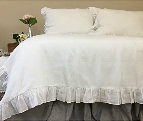 Amazon.com: White Ruffle Duvet Cover handmade in Natural ...