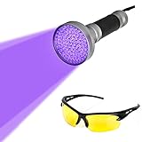 Blacklight Flashlight, 100 LED Ultra Violet UV Flashlight Handheld Blacklight Stain Detector with UV Safety Goggles to Spot Scorpions, Bed Bugs, Bodily Urine, Car Freon Leaks