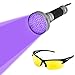 Blacklight Flashlight, 100 LED Ultra Violet UV Flashlight Handheld Blacklight Stain Detector with UV Safety Goggles to Spot Scorpions, Bed Bugs, Bodily Urine, Car Freon Leaks (Sliver)