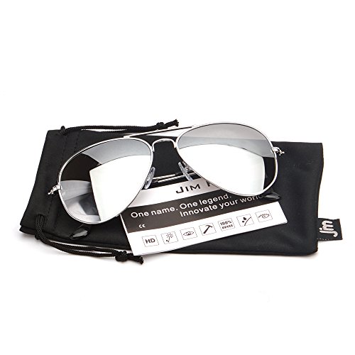 Retro Mirror Aviator Sunglasses Flash Tinted Lens Eyeglasses for Women Men UV400 (Silver/Silver)