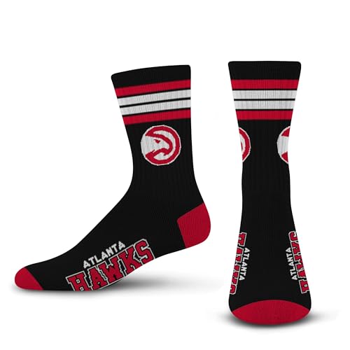 For Bare Feet NBA Atlanta Hawks 4 Stripe Deuce Crew Socks Youth One Size