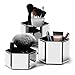 Beautify Mirrored Glass Hexagon Storage Pots for Makeup Cosmetics, Brushes, Jewelry and Accessories Set of 3 with Glass Cleaning Cloth