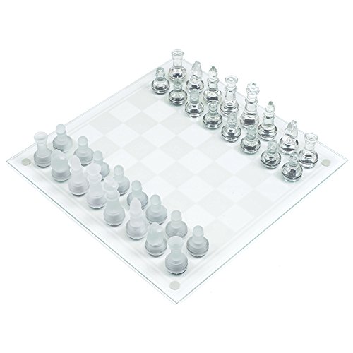 Elegant Glass Chess & Checker Board Set Clear & Frosted ...