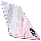 TORRAS Slim Soft Marble iPhone Xs Case/iPhone X Case, Thin Glossy Flexible TPU Rubber Gel Phone Case Cover Compatible with iPhone X(2017)/iPhone Xs(2018, 5.8’’), Pink/Grey