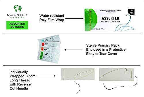 4 Suture+Thread+Needle+Mixed+Pack
