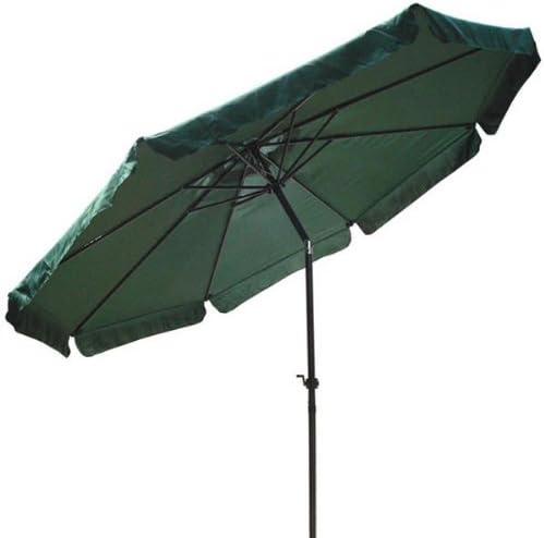 Petra Imports 10 Foot Green Market Umbrella w/Side Flaps. Crank w/Auto Tilt Feature