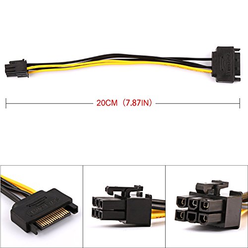 Ubit PCI-E Riser,Powered Riser Adapter Card,PCIE VER 006C 6 PIN 16x to 1x, 6-Pin PCI-E to SATA Power Cable,for Bitcoin\Litecoin\ETH coin - GPU Riser Adapter - Ethereum Mining ETH(12 Pack) - Thumbnail 5