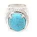 JINY Jewelry New Brazil Tiger Eye Gemstone Rings Silver Plated Rings Vintage Magnificent Pattern Solitaire Big Stone Jewelry (Turquoise, 9)
