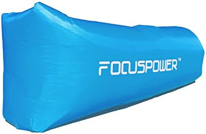 FOCUSPOWER Portable Outdoor Fast Inflatable Couch Lounger Sleeping Air Bed Hangout Bag Rectangle Design 440lb Bearing 82 inches for Camping Beach Hiking (Blue)