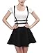 Urban CoCo Womens Elastic Waist Pleated Short Braces Skirt (Small, Black)