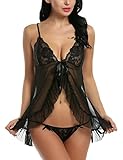 Avidlove Women's Sexy Lingerie Lcae Babydolls 2 Pieces Mesh Chemises and G-string