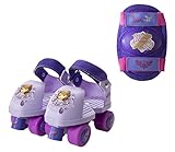 PlayWheels Disney Sofia the First Glitter Kids Roller Skates with Knee Pads - Junior Size 6-12