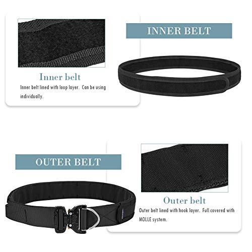 Tactical Belt 2 Inch Battle Molle Belt with Cobra Buckle Gun Belt Quick