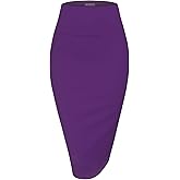 MINEFREE Women's Premium High Waist Nylon Ponte Stretch Office Pencil Skirt